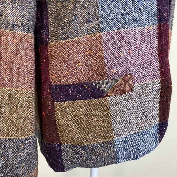 Willow Ridge Vintage Tweed Plaid Wool Blend Open Front Blazer Jacket Academia - Picture 11 of 16